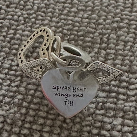 Pandora Heart & Angel Wings Dangle Charm - Picture 2 of 5